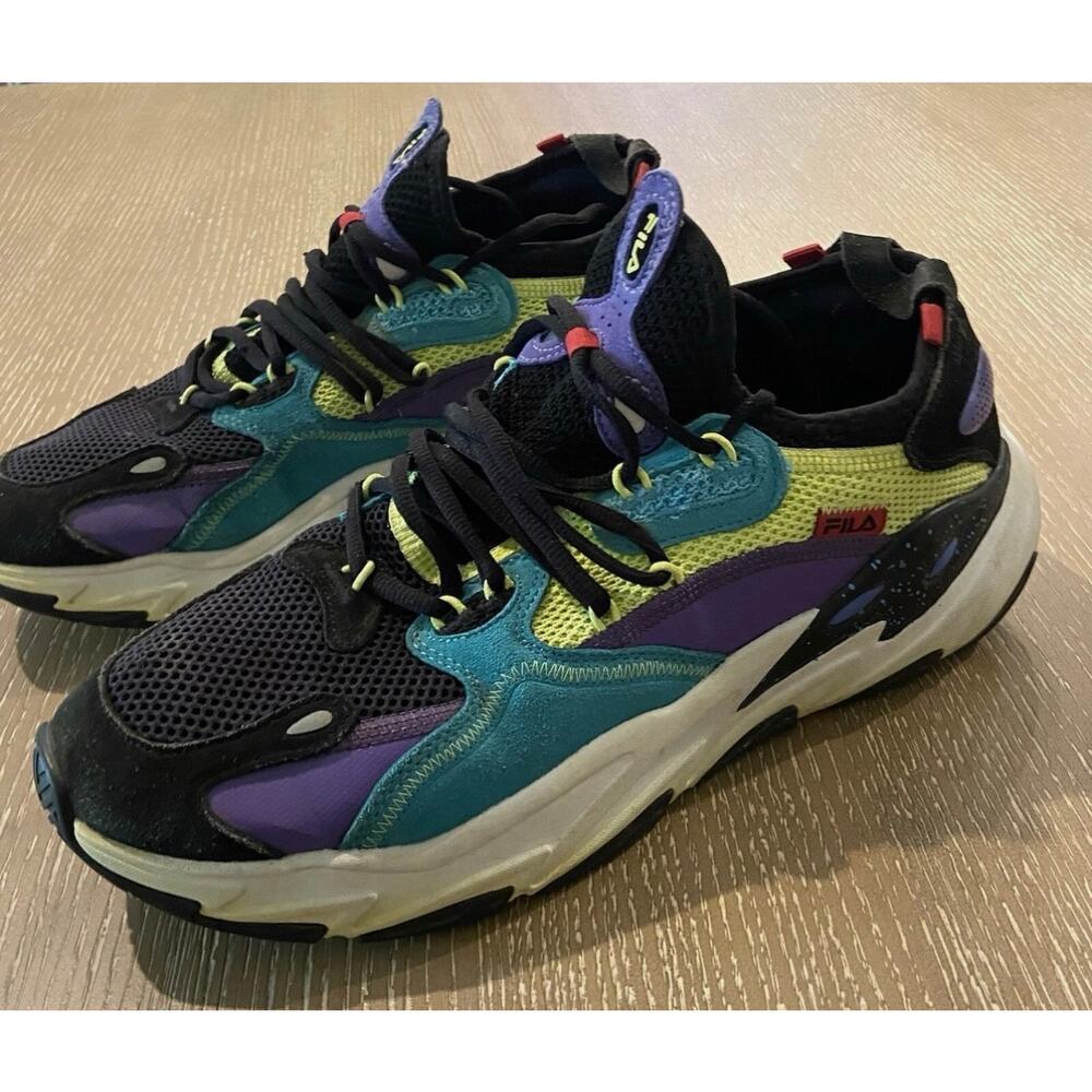 Fila Ray Tracer Evo 2 Ludi Mens Shoes 11.5 Black Yellow Purple Sneakers Lace Up